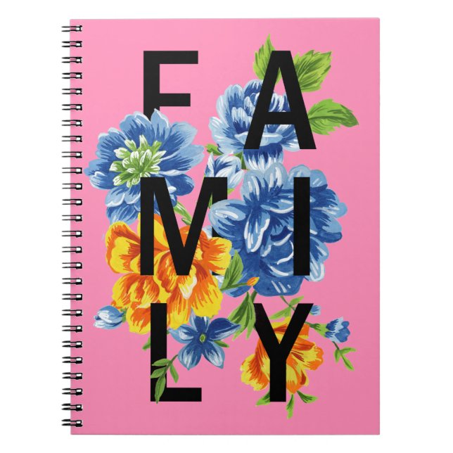 Cuaderno Cita de familia floral (Frente)