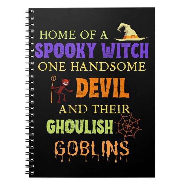 Cuaderno Cita de Halloween familiar con araña malvada (Frente)