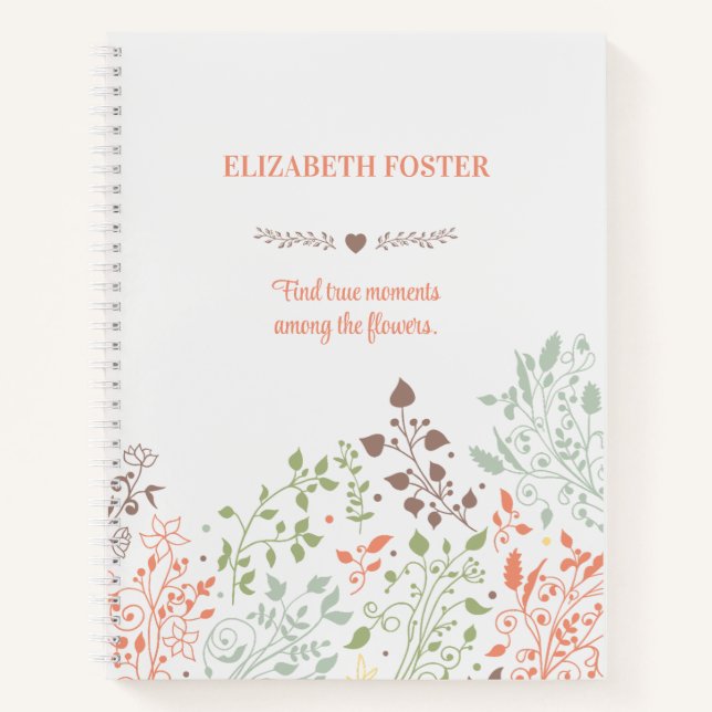 Cuaderno Cita de inspiración de Boho Floral (Anverso)