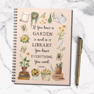Cuaderno Cita de jardinería y biblioteca Girasol y hierbas