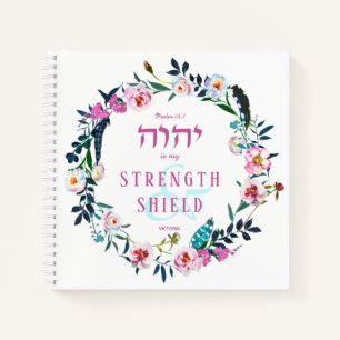 Cuaderno Cita de la Biblia con nombre de Wreath floral YHVH