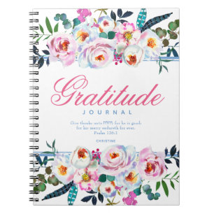 Cuaderno Cita de la Biblia floral llamada Diario de Gratitu