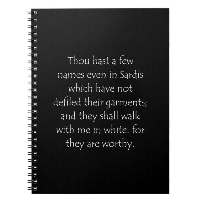 Cuaderno Cita de las Escrituras Apocalipsis 3 4 (Frente)