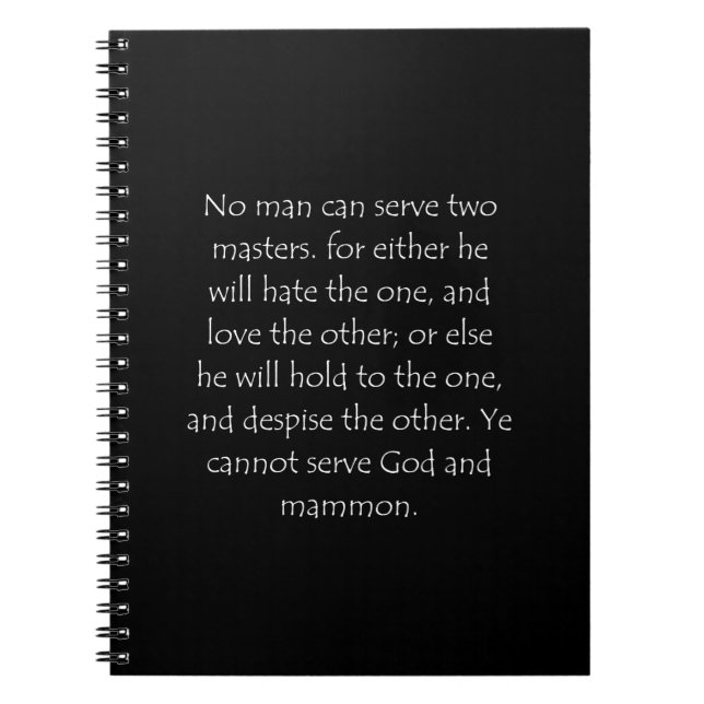 Cuaderno Cita de las Escrituras Mateo 6 24 (Frente)