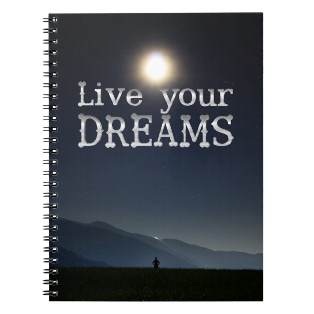 Cuaderno Cita de motivación de Live Your Dreams (Frente)