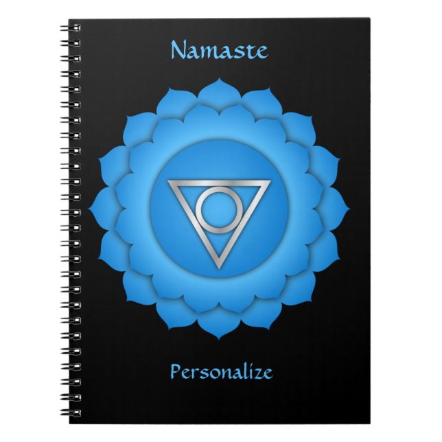 Cuaderno Cita de Namaste Throat Azul Chakra Chi Personaliza (Frente)