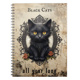 Cuaderno Cita de Personalizado de papel antiguo de gato neg