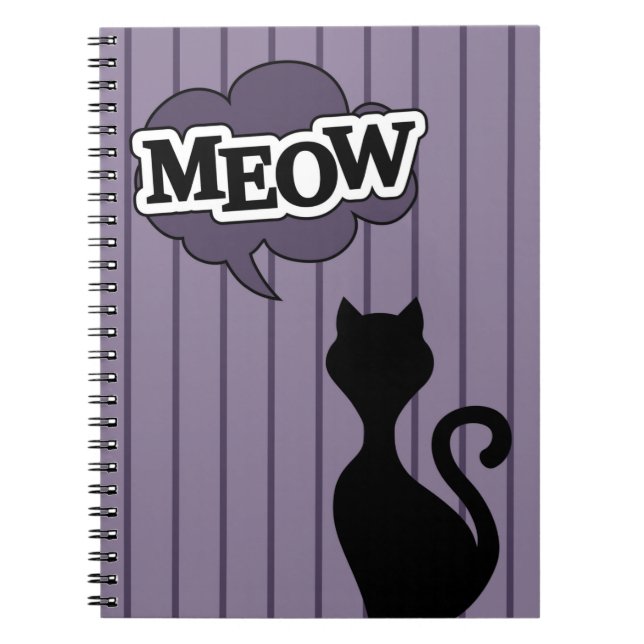 Cuaderno Cita de púrpura de personalizado de gato negro (Frente)
