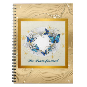 Cuaderno Cita de transformación corazón y mariposas azules