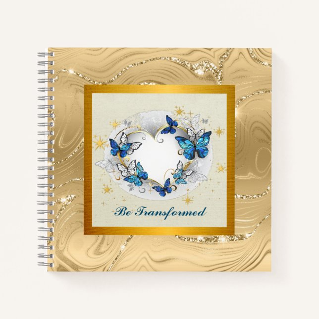 Cuaderno Cita de Transformación Corazón y Mariposas Azules (Anverso)