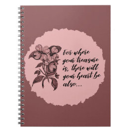 Cuaderno Cita del tesoro inspirador Mauve rosa