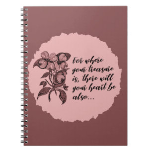 Cuaderno Cita del tesoro inspirador Mauve rosa