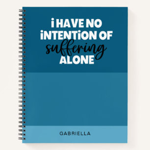 Cuaderno Cita divertida bloque de color azul sufriendo solo