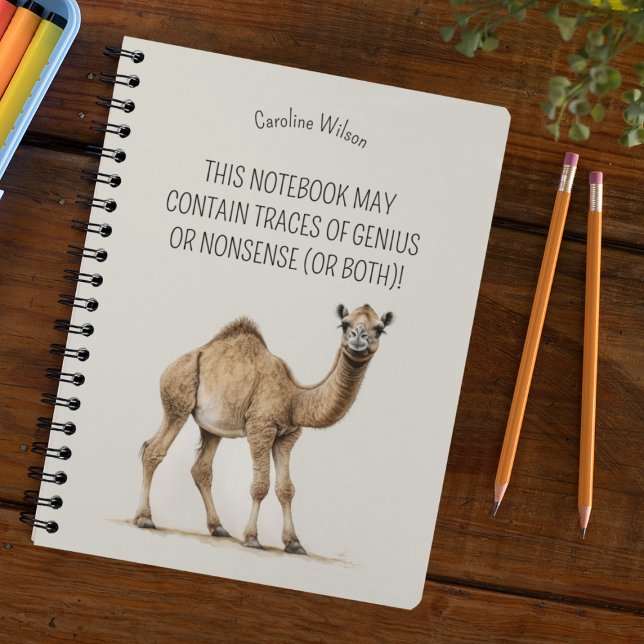 Cuaderno Cita divertida camello único mejor regalo útil con (Notebook with funny quote and camel illustration. Fun gift for anyone. Custom name. Unique design.)
