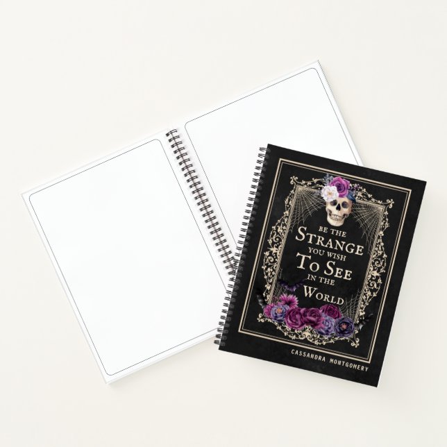 Cuaderno Cita divertida de floral gótica con nombre persona (Interior)