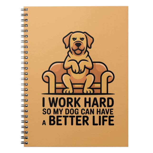 Cuaderno Cita Divertida de Perro Mimado Ilustración Sofá (Frente)
