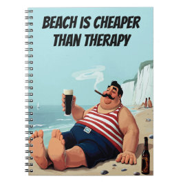 Cuaderno Cita divertida de playa, hombre con una cerveza, 