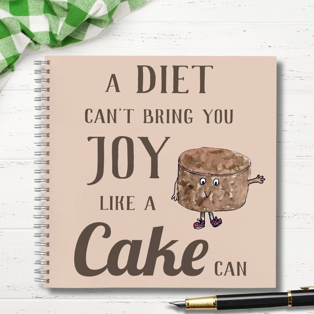 Cuaderno Cita Divertida de Tarta de Chocolate (Funny cake joke baking recipe notebook with chocolate cake cartoon and fun quote)