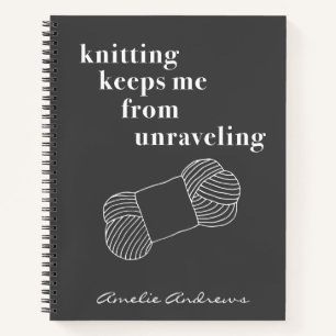 Cuaderno Cita Divertida de Tejer Personalizada en Blanco y
