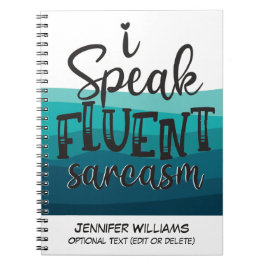 Cuaderno Cita divertida hablo con fluidez sarcasmo ondas az