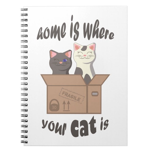 Cuaderno Cita divertida Home es donde está tu gato (Frente)