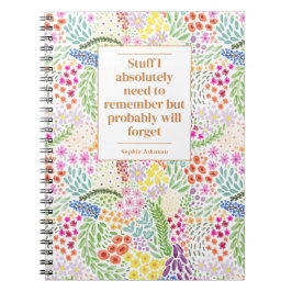 Cuaderno Cita divertida recuerda hacer floral personalizada