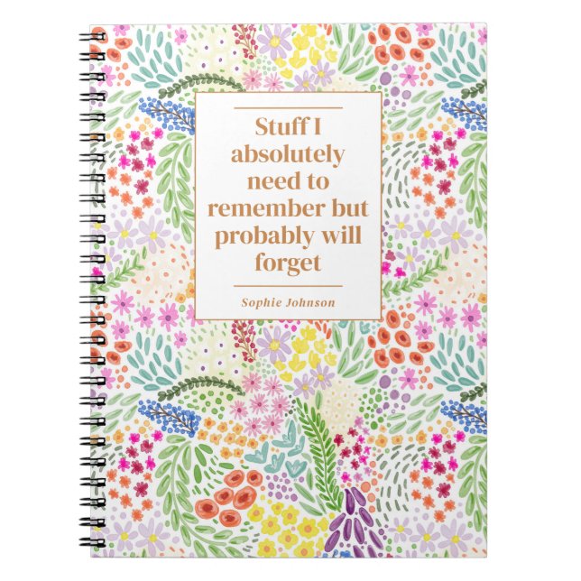 Cuaderno Cita divertida recuerda hacer floral personalizada (Frente)