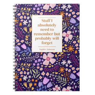 Cuaderno Cita Divertida Recuerda Hacer Personalizado Floral