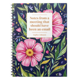 Cuaderno Cita Divertida Reunión de Oficina Floral Personali