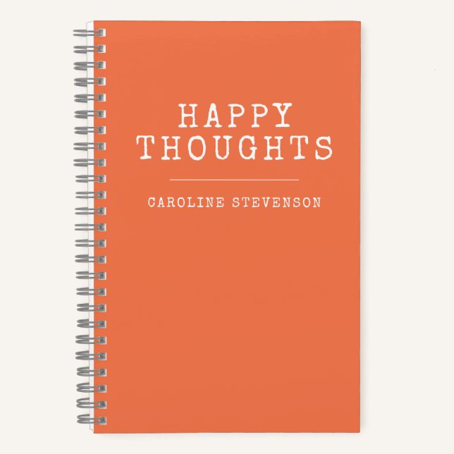 Cuaderno Cita feliz inspiradora en Naranja personalizada (Anverso)