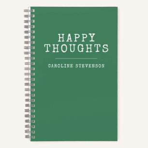 Cuaderno Cita feliz inspiradora en verde personalizada 