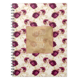 Cuaderno Cita floral crema rosa borgoñona
