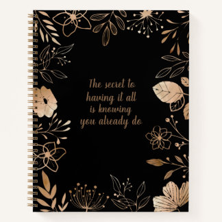 Cuaderno Cita Floral Gold & Black para portátiles de 2024