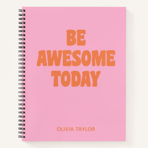 Cuaderno Cita inspiradora de nombre personalizado naranja r