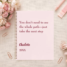 Cuaderno Cita inspiradora de objetivo en rosa rubor