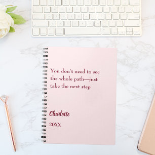 Cuaderno Cita inspiradora de objetivo en rosa sonrojado