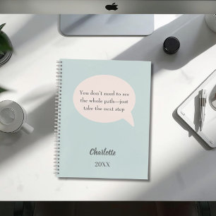Cuaderno Cita inspiradora de objetivo en verde salvia rosa