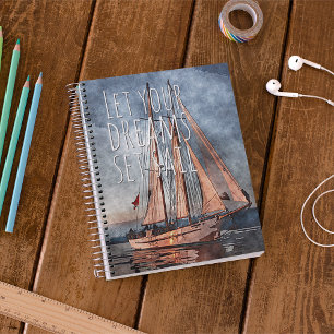 Cuaderno Cita Inspiradora de Ocean Sunset Dream Sail