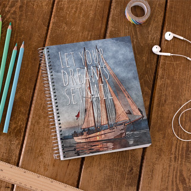 Cuaderno Cita Inspiradora de Ocean Sunset Dream Sail (Subido por el creador)