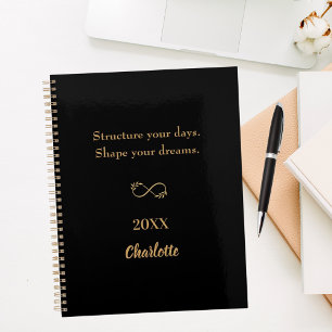 Cuaderno Cita inspiradora de oro negro