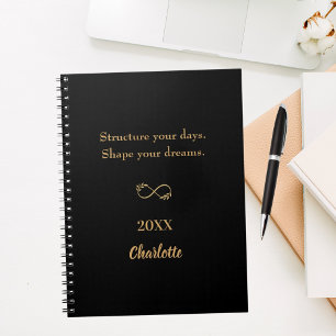 Cuaderno Cita inspiradora de oro negro