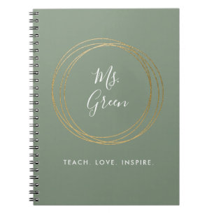 Cuaderno Cita Inspiradora del profesor moderno Sage Green