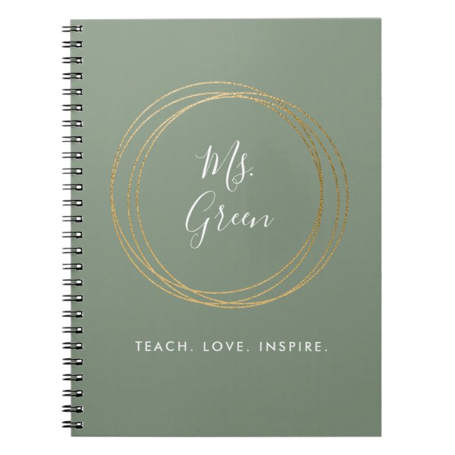 Cuaderno Cita Inspiradora del profesor moderno Sage Green (Frente)