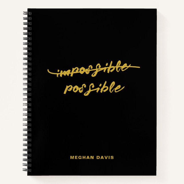 Cuaderno Cita inspiradora en letra dorada ImpossiblePossibl (Anverso)
