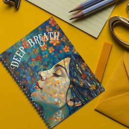 Cuaderno Cita motivacional, Boho Flowers Blue y Naranja.