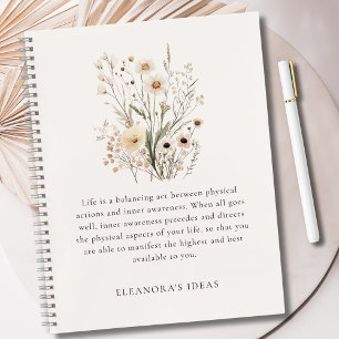 Cuaderno Cita Motivacional de Flores Silvestres Delicadas