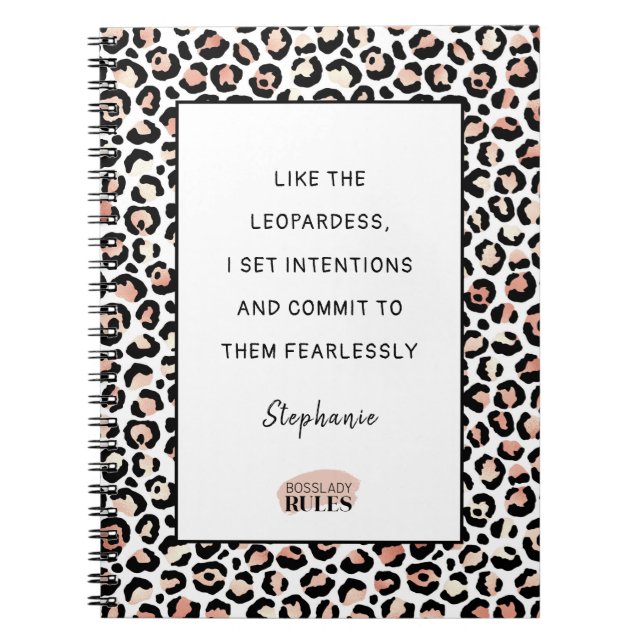 Cuaderno Cita motivacional de impresión de leopardo de Rubo (Frente)