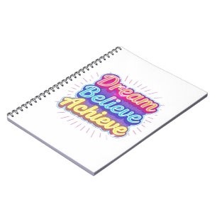 Cuaderno Cita motivacional de neón 'Sueña cree logra'