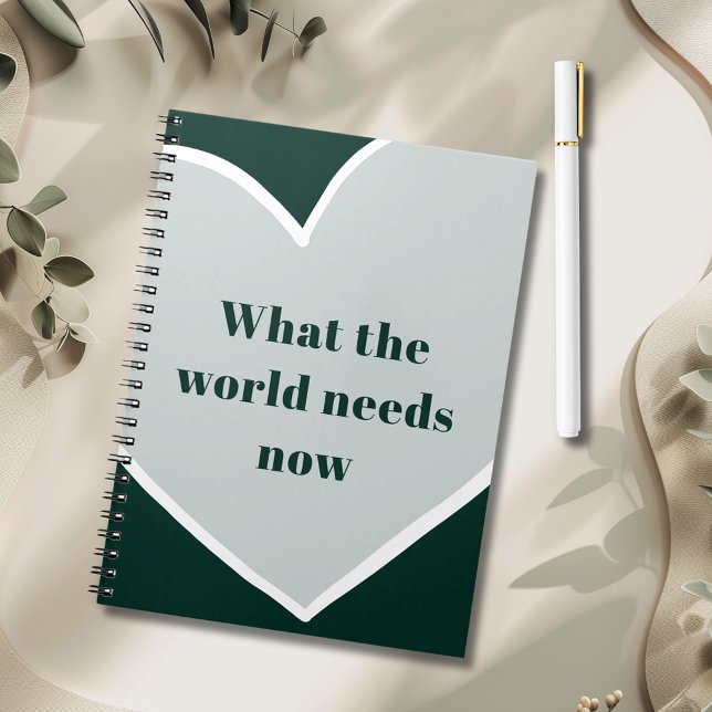 Cuaderno Cita motivacional de Pastel Green Heart Emerald (Pastel Green Heart What the World Needs Now Motivational Quote Emerald Notebook)