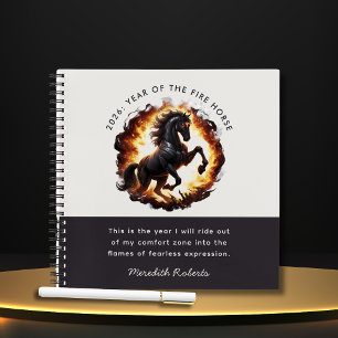Cuaderno Cita motivacional del año 2026 del Caballo de Fueg